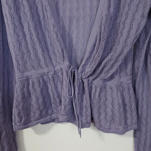 Apt 9 Womens Purple Lavender Tie Front Lightweight Wavy Knit Cardigan Medium NEW - Picture 4 of 11